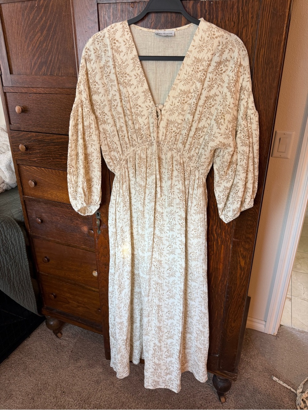 Worth Collective Tan Floral Hunter Dress Small - Picture 3 of 7